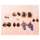 Pierced Earrings Blue Color tones (7 total sets)