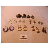 Pierced Earring sets; Some enamel-Silver crosses