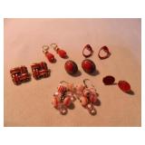 Pierced earrings-Red tone earrings 6 pair