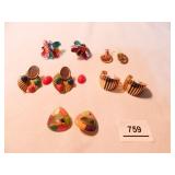 Multi-colored piered earring sets (5 pair total)