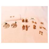 Gold tone/silvertone Pierced earring sets(9 total)