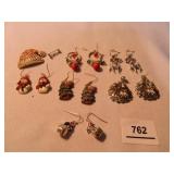 Christmas themed Pierced earring sets (6) 1 Hat