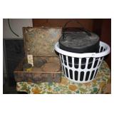 Hat Box w/Wig; Laundry Basket; Vintage Items;