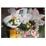 Spring Silk Flowers; Galvanized Trashcan Full