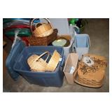 Basket Assortment in Plastic Tubs; Picnic Basket;