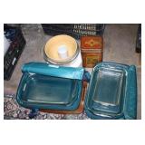 Baking Dishes-6; Bowls-2; Tin Sugar Container;