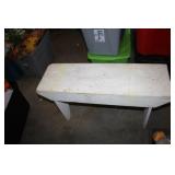 White Wooden Bench; 12" x 36" x 19"h.;