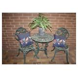 Outdoor Bistro Table & 2 Chairs; Metal;
