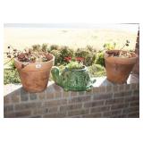 Clay Pots-(2); Turtle Planter;