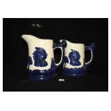Antique Pitchers w/Blue Native American Design;