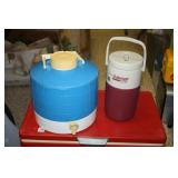 Coleman Red Vintage Ice Chest; 2-Water Jugs;