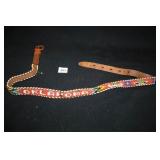 Beaded Oklahoma Souvenir Belt; Leather;