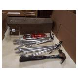 Metal Toolbox, Wrenches, Hammer