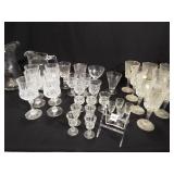 Glass Pitchers (2), Stemware (30+)