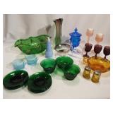 Colored Glass Bowls, Vase, Plates (20+)