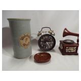 Clock, Music Box (works), Pottery (4)