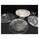 Glass Cake Plates (2), Holiday Platters (2)