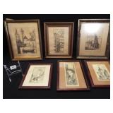 Aquilin Reichenberger Sketches, framed (6)