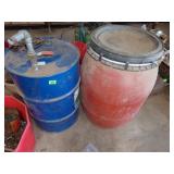 2 BARRELS, METAL AND PLASTIC