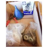 PORCELAIN LIGHT HOLDERS, FUEL PUMP, FUNNEL