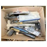 BOX OF HAND TOOLS, HAMMERS, WRENCHES
