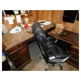 WOODEN DESK W/RETURN WITH CHAIR