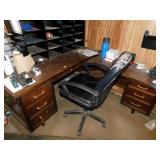 WOODEN DESK W/RETURN WITH CHAIR