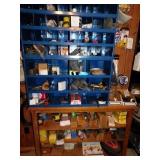 WOODEN SHELF (48") AND METAL ORGANIZERS (36")