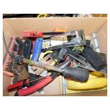 ASSORTED TOOLS, LEVEL, TAPE MEASURES, ETC.
