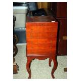 Silverware Cabinet; 4 spaces; cherry color wood