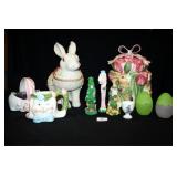 Fitz and Floyd Cookie jars(2);Egg Cup; Bunny Décor
