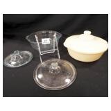 Fire-King Casserole, Blue Bowl, Lids