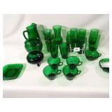Green Glass Bowls, Pitcher Glasses (20+)