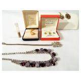 Necklaces (6), possible gold dust in vial