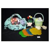 Fabric Basket, floral cutting boards; Donald Duck