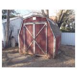 Wood frame storage shed, 8