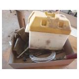 Battery box, fish tape, bits, driver,