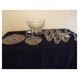 Glass Platters, Punch Bowl, Cups