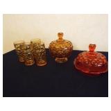 Moon & Stars Glass Bowls, Amber Glasses