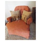 Upholstered Chair, rocks, swivels, pillows