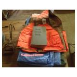 2 tarps, Livestock book, Hunting Vest
