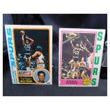 2- George Gervin NBA Basketball Cards, Rookie Card