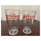 2- The Three Stooges Glass Cups