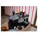 Glass Liquor Decanter, Glass lidded compotes