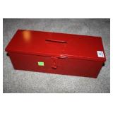 Red Metal toolbox with screwdriver