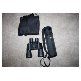 Binoculars with case and Thermos