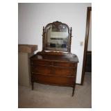 Wooden Dresser w//mirror-4 drawers; some wear