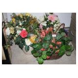 Silk Florals in baskets and Vases 4+