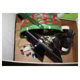 Mardi gras Plastic Beads; Basket Plush Bull