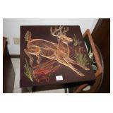 Small Painted side table, Deer String Art & frames